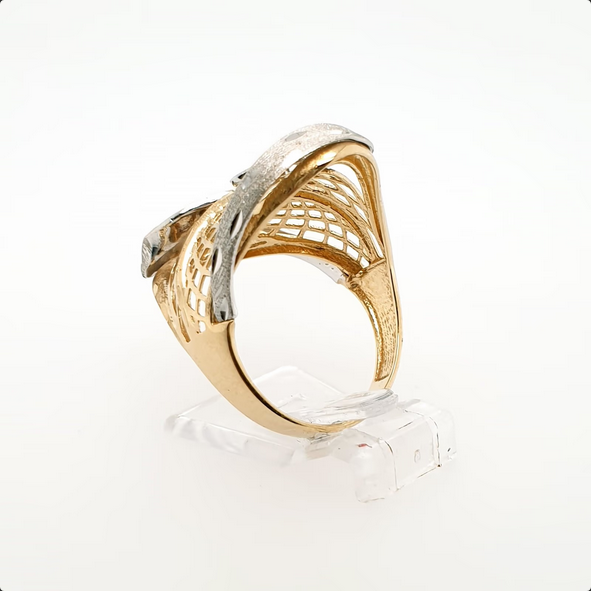 Verspielter Ring 585 Gelbgold Weißgold 14kt Gr.57