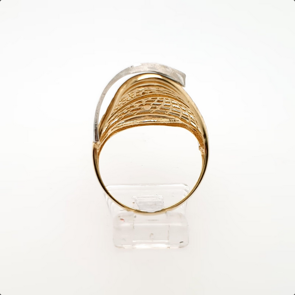 Verspielter Ring 585 Gelbgold Weißgold 14kt Gr.57
