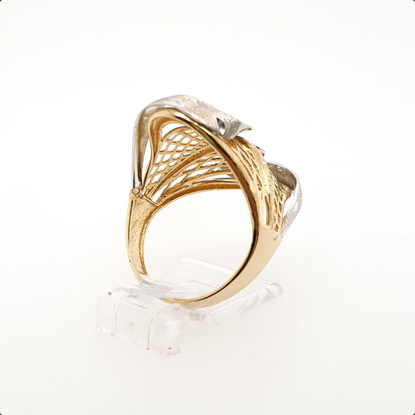 Verspielter Ring 585 Gelbgold Weißgold 14kt Gr.57