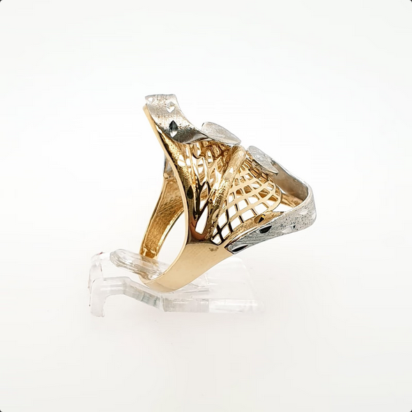 Verspielter Ring 585 Gelbgold Weißgold 14kt Gr.57