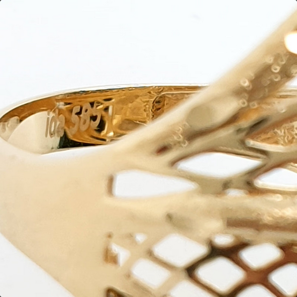 Verspielter Ring 585 Gelbgold Weißgold 14kt Gr.57