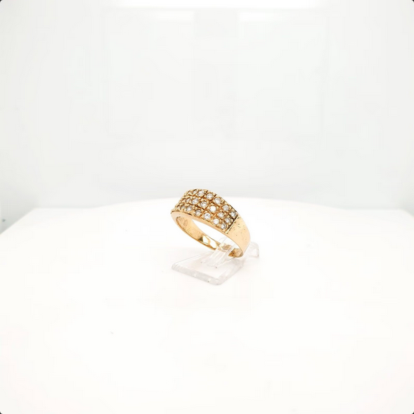 Strahlender Unisex Goldring aus 585er Gelbgold mit Zirkonen|Gr.62