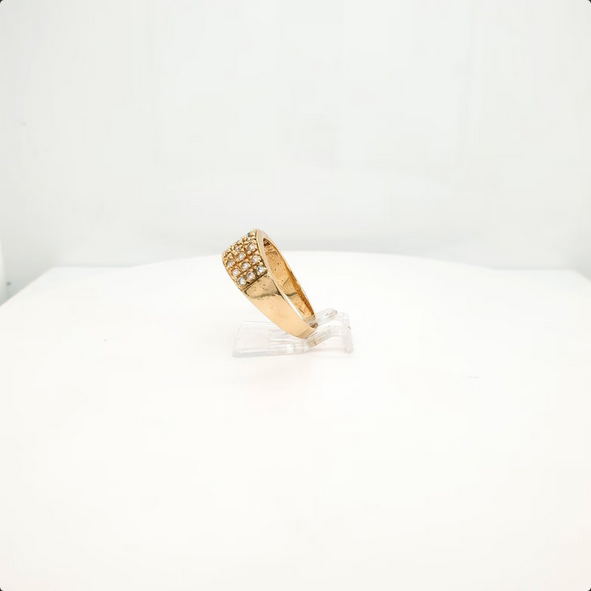 Strahlender Unisex Goldring aus 585er Gelbgold mit Zirkonen|Gr.62