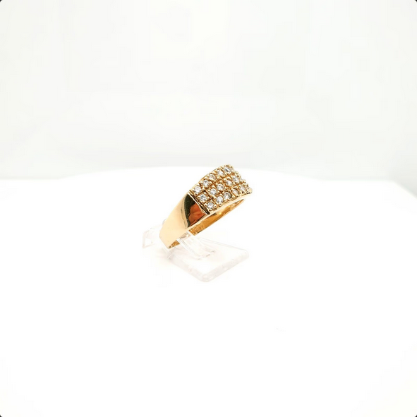 Strahlender Unisex Goldring aus 585er Gelbgold mit Zirkonen|Gr.62