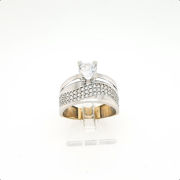 Ring Gelbgold Weißgold 585/14kt Zirkonia Gr. 56