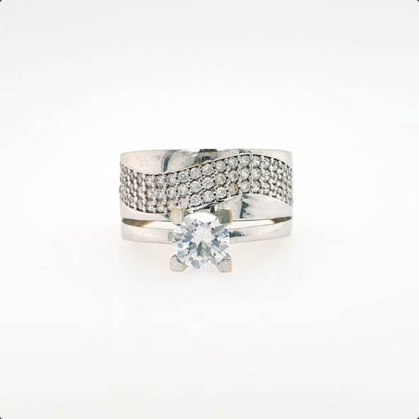 Ring Gelbgold Weißgold 585/14kt Zirkonia Gr. 56