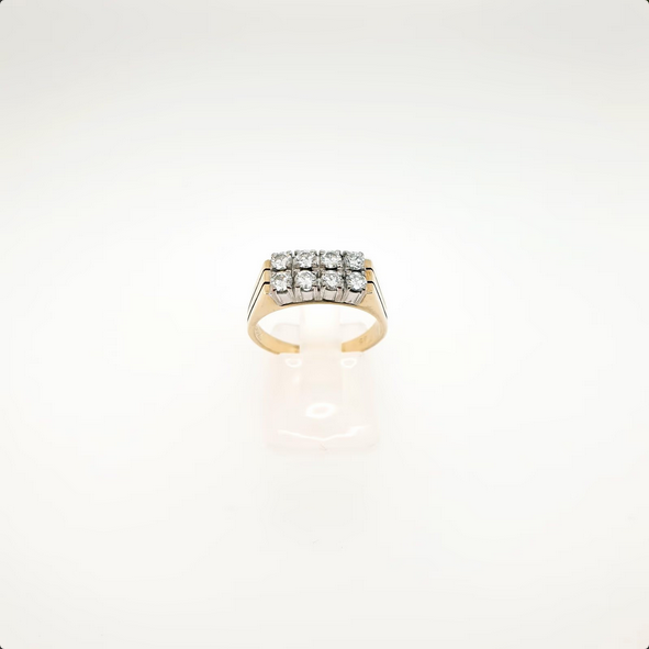 Strahlender Brillantring 585/14kt Gelbgold Weißgold Gr.57