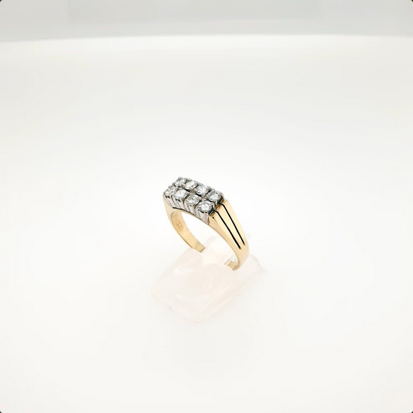 Strahlender Brillantring 585/14kt Gelbgold Weißgold Gr.57