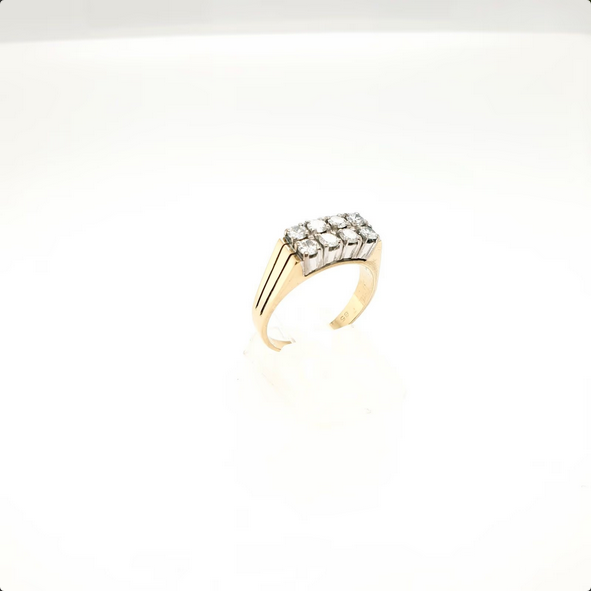 Strahlender Brillantring 585/14kt Gelbgold Weißgold Gr.57