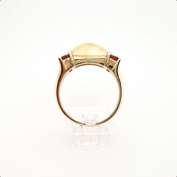 Gelbgold Ring mit facettiertem Glasstein 333 8 Karat Gr. 66