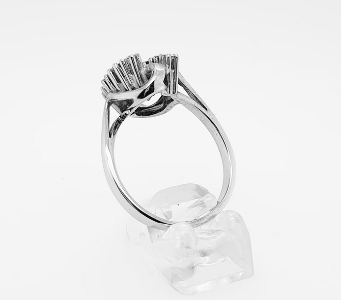 Verspielter Retro Diamant Ring 585 Weißgold 14 kt Gr. 56