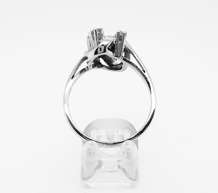 Verspielter Retro Diamant Ring 585 Weißgold 14 kt Gr. 56