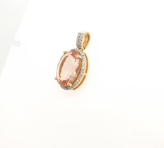 Edelstein Anhänger Gelbgold mit Morganit und Brillant 750 18kt