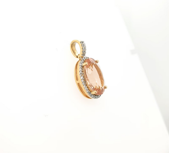 Edelstein Anhänger Gelbgold mit Morganit und Brillant 750 18kt