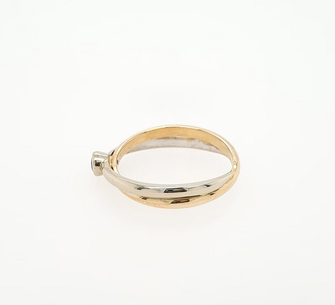 Brillant 0,07 ct Ring 585 Weißgold Gelbgold 14 kt Damenring