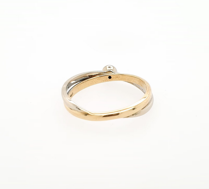 Brillant 0,07 ct Ring 585 Weißgold Gelbgold 14 kt Damenring