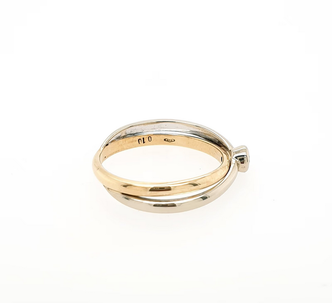 Brillant 0,07 ct Ring 585 Weißgold Gelbgold 14 kt Damenring