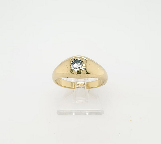 Bandring Gelbgold 585/14kt Solitär Brill. ca. 0,20 ct./si Gr. 54