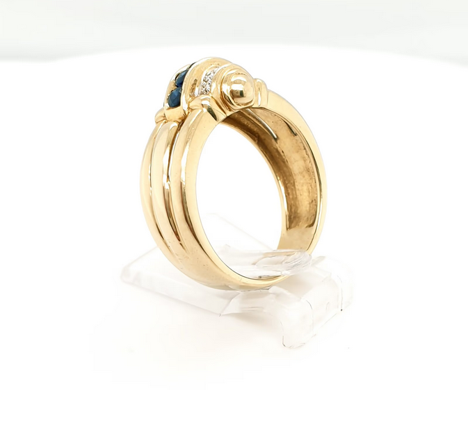 Saphir Ring mit Diamanten aus 585/14kt Gelbgold Gr. 56