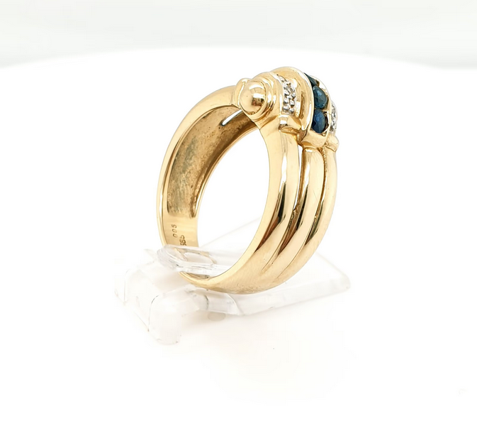 Saphir Ring mit Diamanten aus 585/14kt Gelbgold Gr. 56