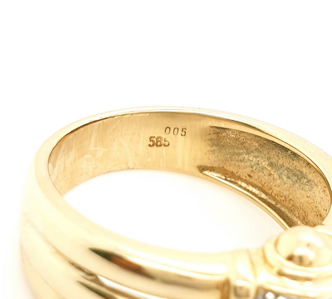Saphir Ring mit Diamanten aus 585/14kt Gelbgold Gr. 56