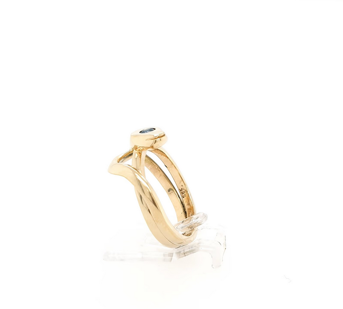 Massiver Schlangenring mit Saphir 585er Gelbgold /14kt Gr.58