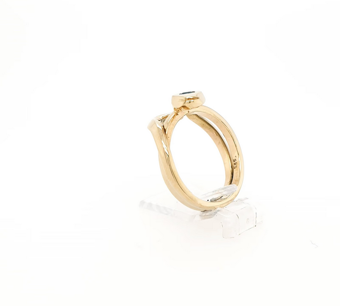 Massiver Schlangenring mit Saphir 585er Gelbgold /14kt Gr.58