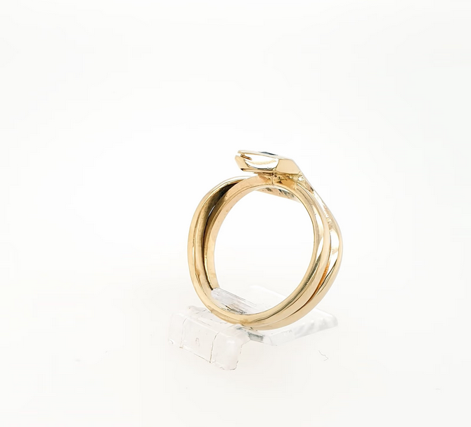 Massiver Schlangenring mit Saphir 585er Gelbgold /14kt Gr.58