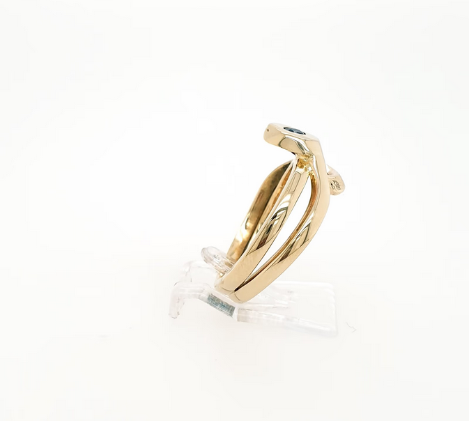 Massiver Schlangenring mit Saphir 585er Gelbgold /14kt Gr.58