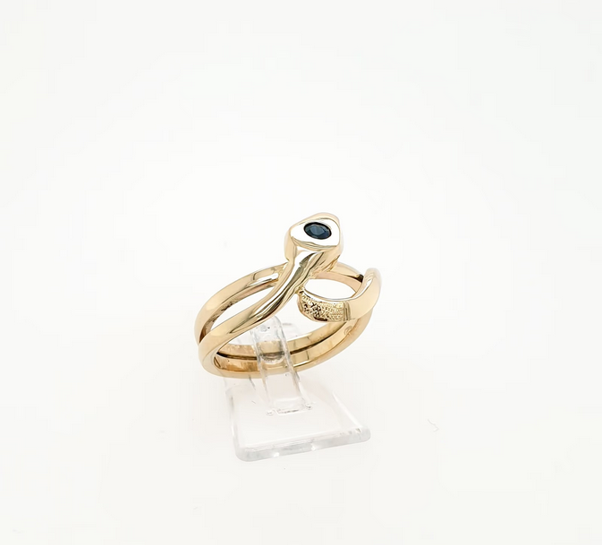 Massiver Schlangenring mit Saphir 585er Gelbgold /14kt Gr.58