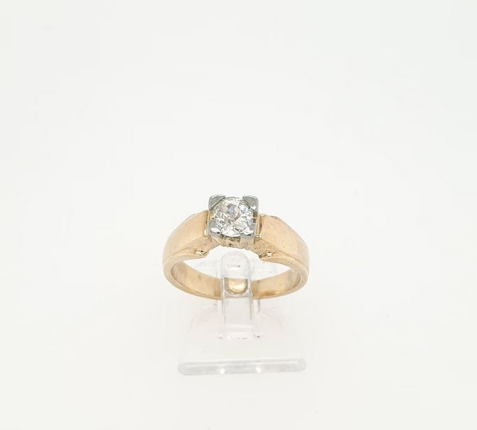 Antik Solitärring Gelbgold 585/14kt Brill. ca. 0,50 ct. Altschiff Gr. 52,5