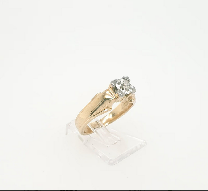 Antik Solitärring Gelbgold 585/14kt Brill. ca. 0,50 ct. Altschiff Gr. 52,5