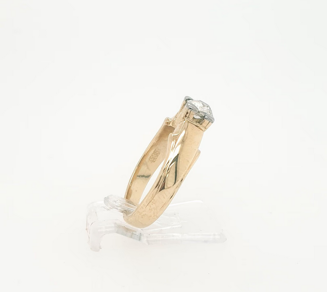Antik Solitärring Gelbgold 585/14kt Brill. ca. 0,50 ct. Altschiff Gr. 52,5