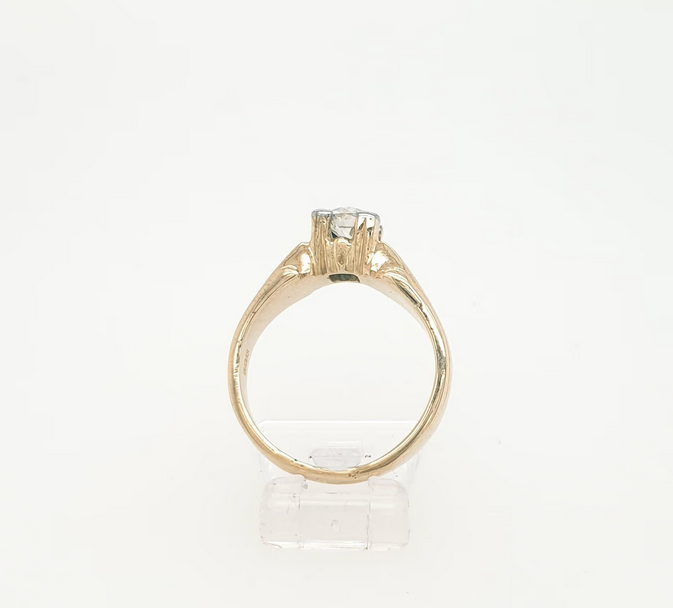 Antik Solitärring Gelbgold 585/14kt Brill. ca. 0,50 ct. Altschiff Gr. 52,5