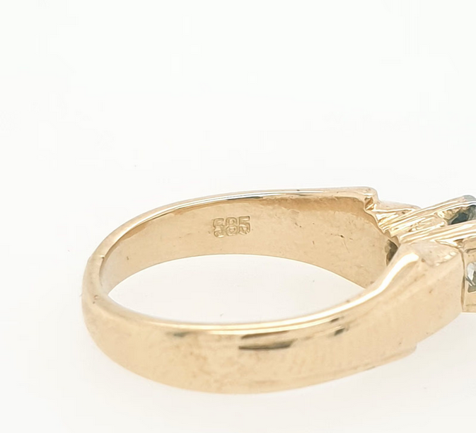 Antik Solitärring Gelbgold 585/14kt Brill. ca. 0,50 ct. Altschiff Gr. 52,5