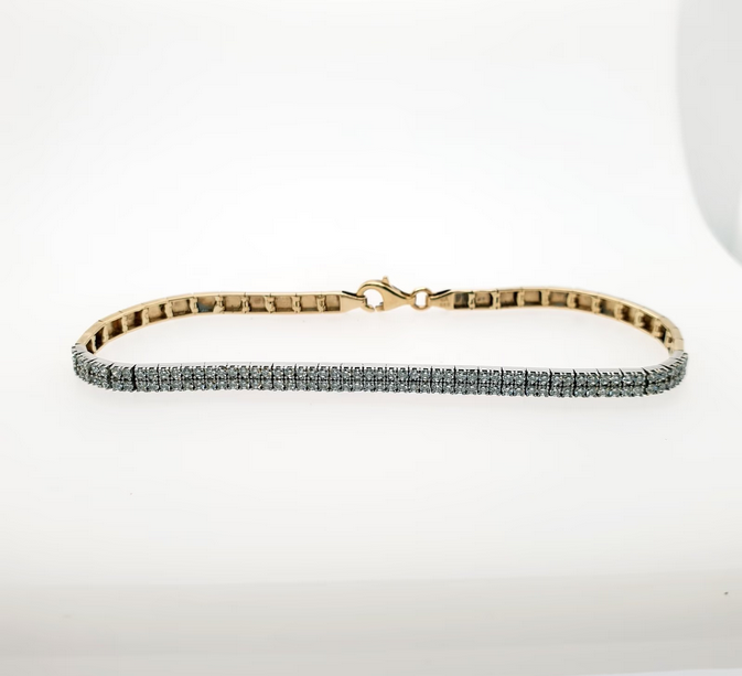 Schönes Zirkon Armband 585 14kt Gelbgold L: ca. 19cm