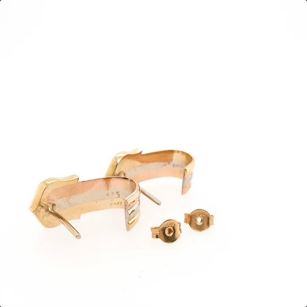 Ohrstecker Tricolor - Massiv aus 585er Gelbgold/Rotgold/Weißgold