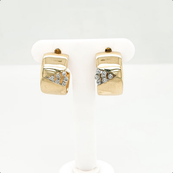 Hochglanz Creolen Gelbgold Weißgold 585/14kt Diamanten