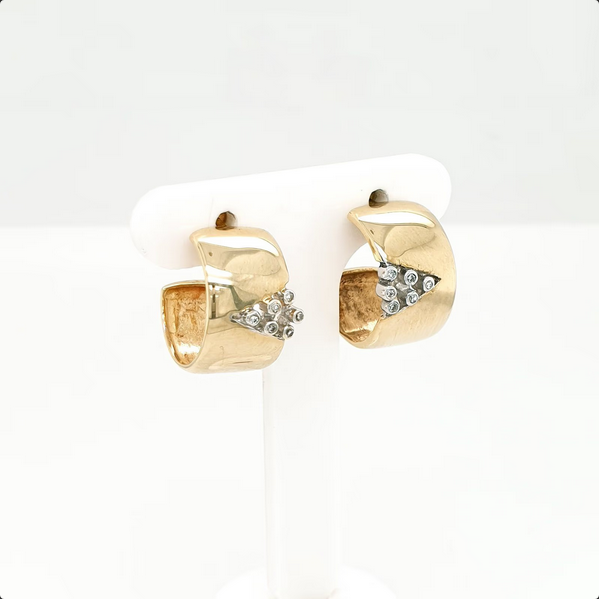 Hochglanz Creolen Gelbgold Weißgold 585/14kt Diamanten