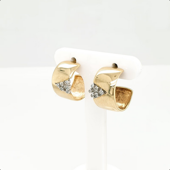 Hochglanz Creolen Gelbgold Weißgold 585/14kt Diamanten