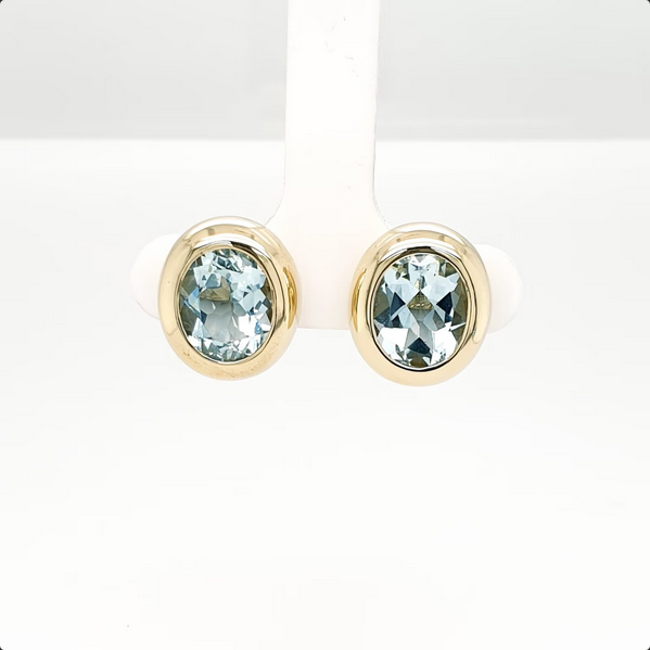 Aquamarin Ohrstecker 585 Gelbgold 14kt Ohrring