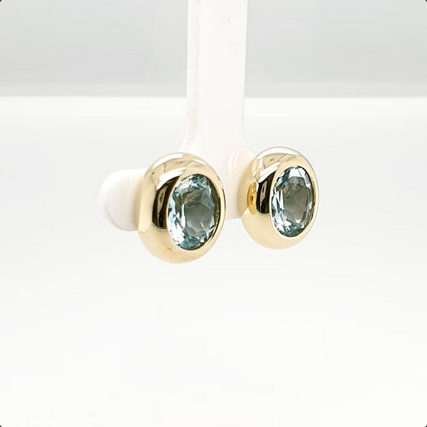 Aquamarin Ohrstecker 585 Gelbgold 14kt Ohrring