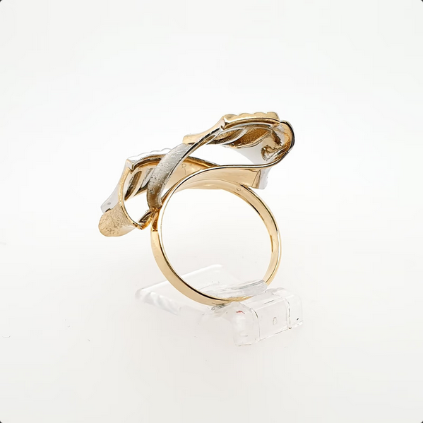 Abstrakter Ring 585 Gelbgold Weißgold 14kt Gr.58