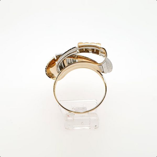 Abstrakter Ring 585 Gelbgold Weißgold 14kt Gr.58