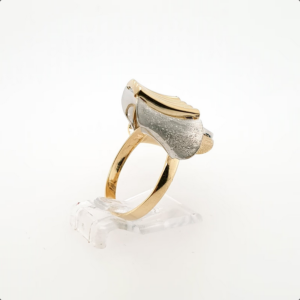 Abstrakter Ring 585 Gelbgold Weißgold 14kt Gr.58