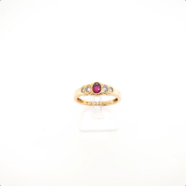 Damenring mit Brillanten & Rubin 750er Gold 18kt. Gr.55