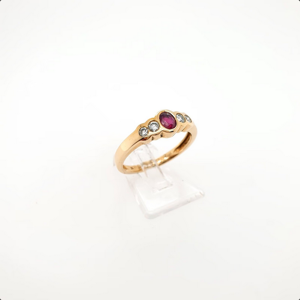 Damenring mit Brillanten & Rubin 750er Gold 18kt. Gr.55