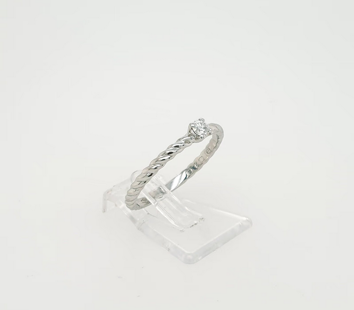 Solitärring Weißgold 750/18kt Brillant ca. 0,10 ct. Gr.54