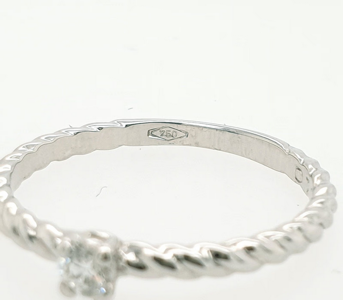 Solitärring Weißgold 750/18kt Brillant ca. 0,10 ct. Gr.54
