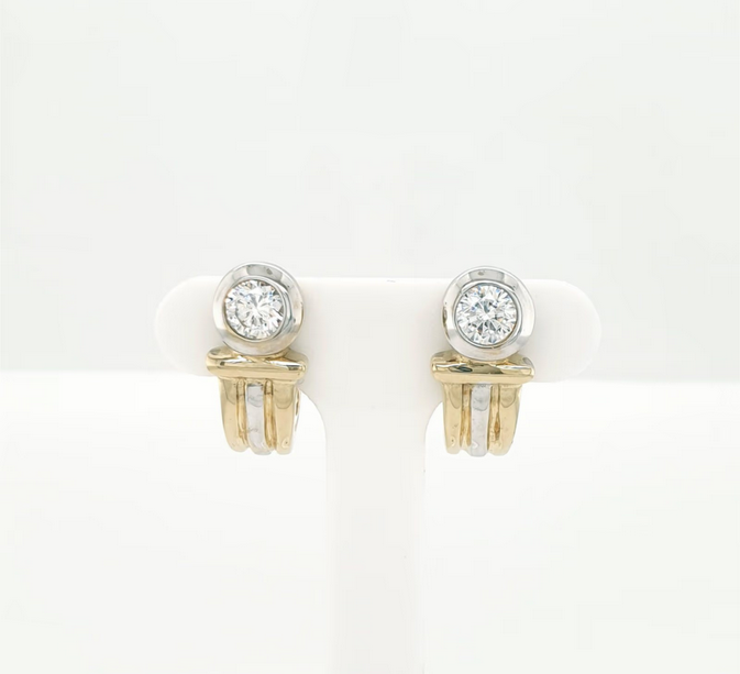 Schöne Ohrstecker Gelbgold Weißgold 333/8kt Zirkonia